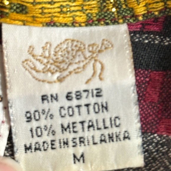 Angelique Striped Button-Up Shirt with Multicolor Aztec Motif womens size M(G51) - Picture 5 of 8